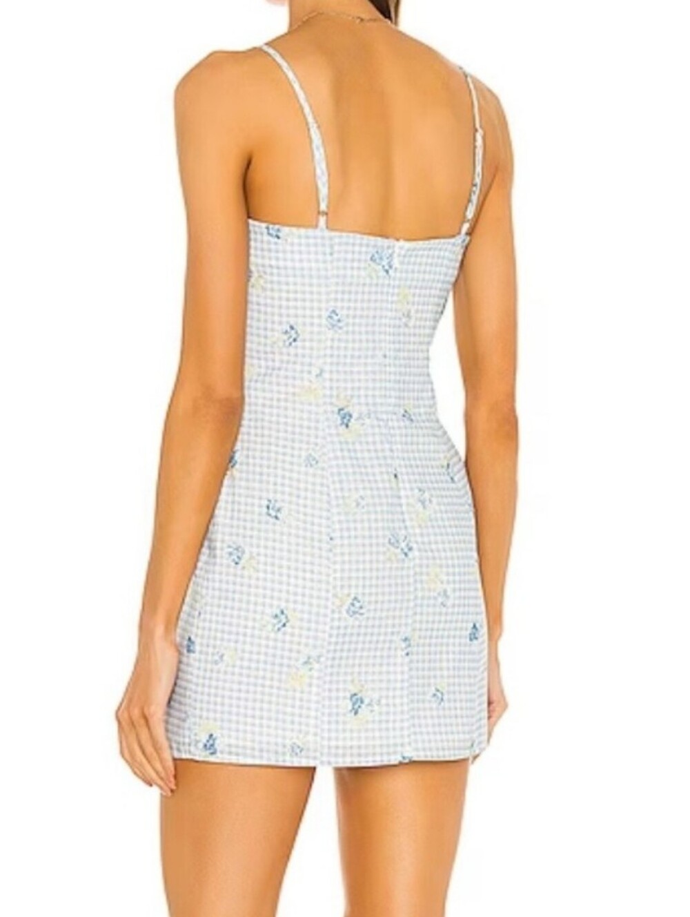Majorelle Pearson Mini Dress Linen Blend Polly Gingham Print S Floral - Picture 3 of 14
